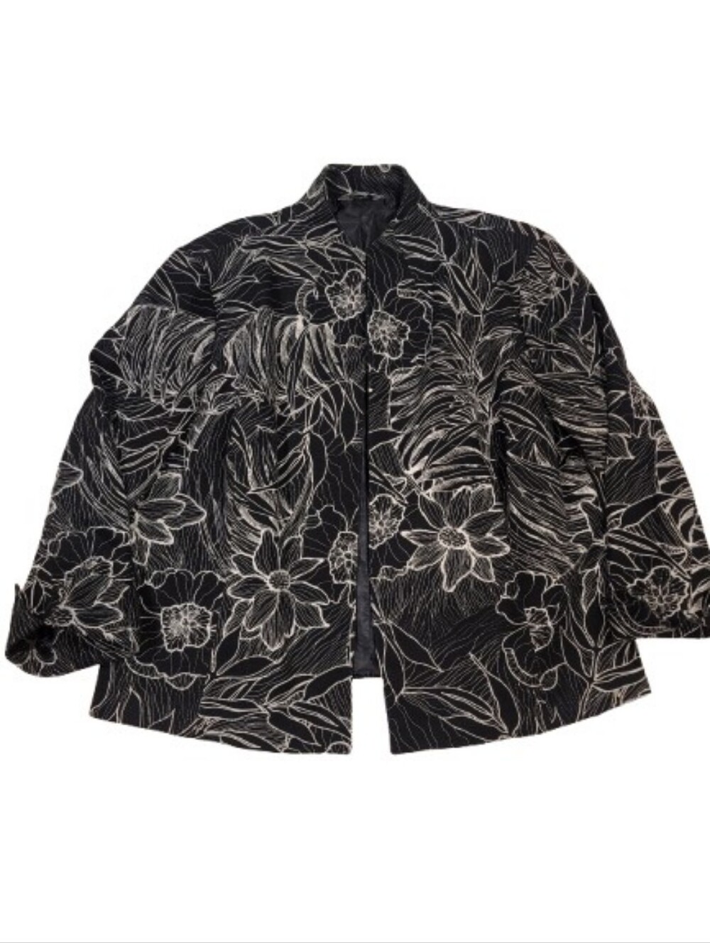 Austin Reed Black and White Floral. Open Front Jacket 22W - Picture 4 of 12